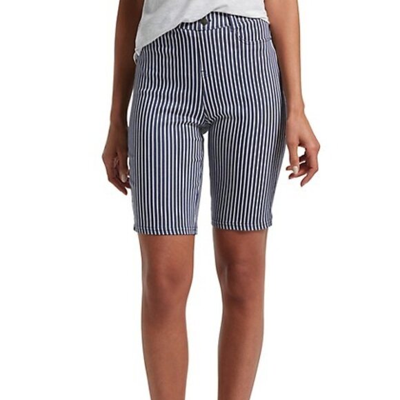 HUE Striped High-Waist Bermuda Shorts - Picture 1 of 3